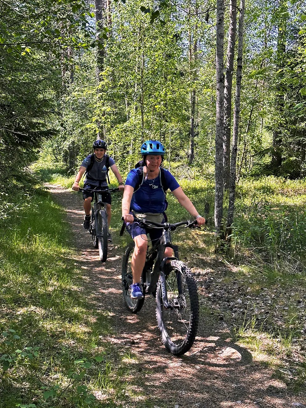 Mountain biking on a trail